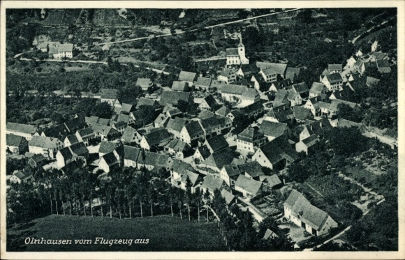 Postcard Olnhausen Jagsthausen an der Jagst Württemberg, aerial view of architecture, dense development