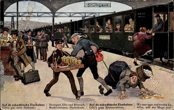 Artist PC Boettcher, Hans, Stuttgart, train station, on the Schwäbsche railway