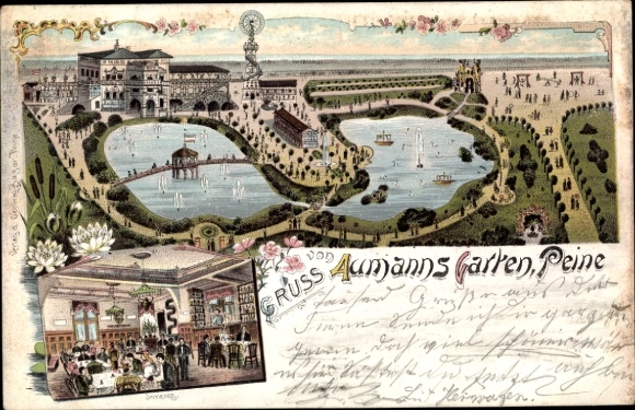 Chromo-Litho Peine in Lower Saxony, Aumanns Garden, Restaurant