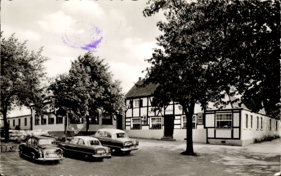 Postcard Isenbügel Heiligenhaus in the Ruhr area, Am Steinhaus, parked cars