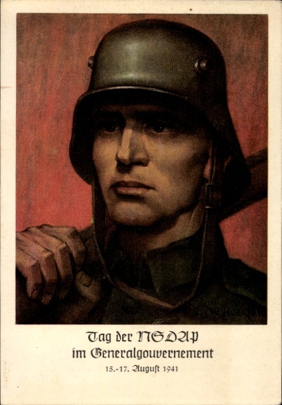 Artist Postcard Hoeck, W., Krakow, Day of the NSDAP in the General Government 1941, Wehrmacht soldier