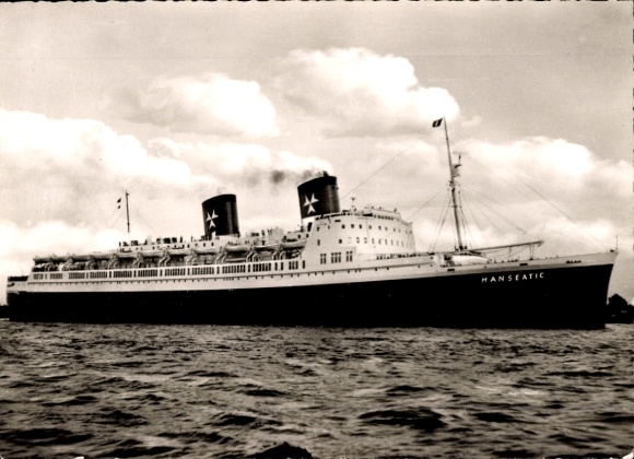 Postcard passenger ship TS Hanseatic, Hamburg Atlantic Line