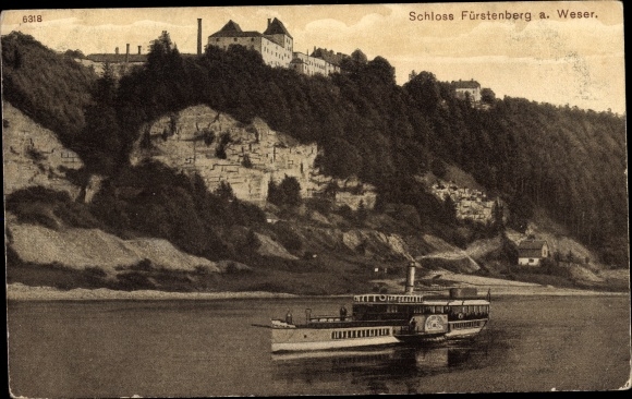 KP Höxter nad Wezerą, zamek Fürstenberg, parowiec saloon