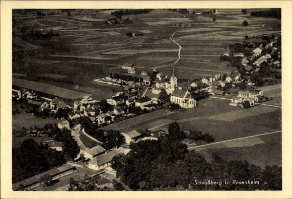 Postcard Schloßberg (near Rosenheim) Stephanskirchen Upper Bavaria, aerial photograph