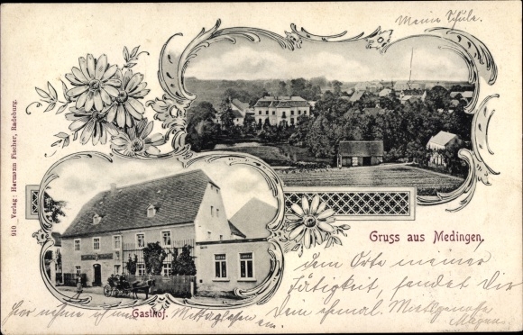 Ak Medingen Ottendorf Okrilla Sachsen, Gasthof, Panorama