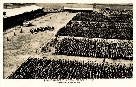 Ak Sutton Coldfield Warwickshire England, Jamboree Jubiläumsfeier 1957, Eröffnungsfeier