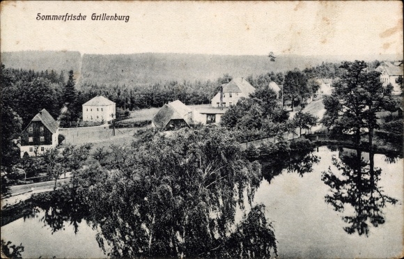 PC Grillenburg Tharandt in the Ore Mountains, partial view, pond