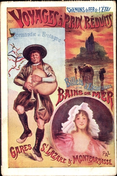 Künstler Ak Reklame, Chemins de Fer de L'État, Reisen in die Normandie und Bretagne