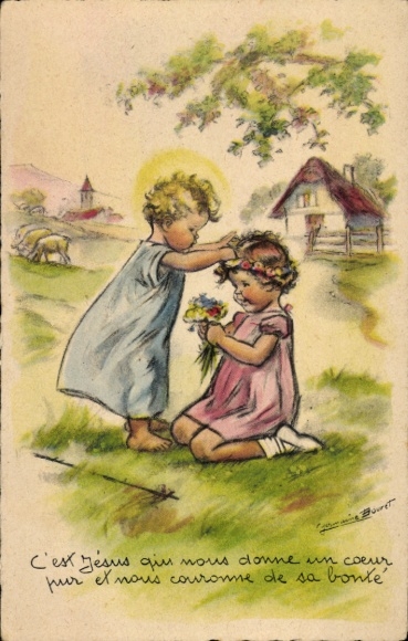 Artist Postcard Bouret, Germaine, Children at Play