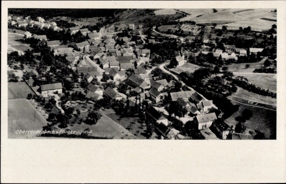 Postcard Oberreidenbach Rhineland Palatinate, aerial photograph, bakery, general store