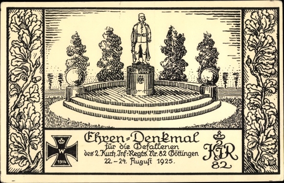 Artist PC Göttingen in Lower Saxony, monument of honor fd fallen d. 2nd cure Info Regts. No. 82