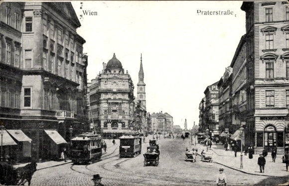 Ak Wien 2. Leopoldstadt Österreich, Praterstraße, Straßenbahnen
