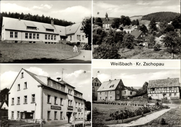 PC Witzschdorf Gornau in the Ore Mountains, kindergarten, partial view, town hall, in the park