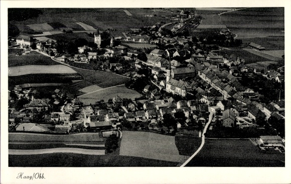 Postcard Haag in Upper Bavaria, aerial photograph