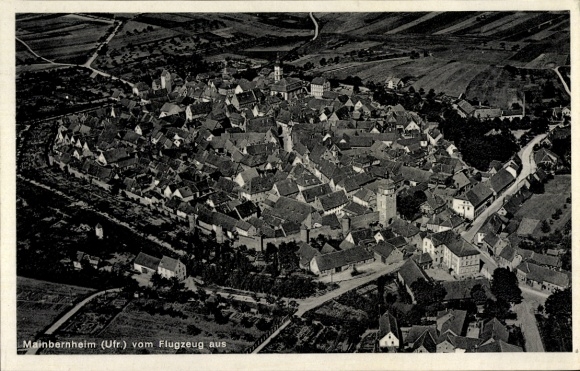 Postcard Mainbernheim in Lower Franconia, aerial photograph