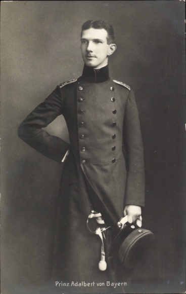 Postcard Prince Adalbert of Bavaria, standing portrait, uniform, saber