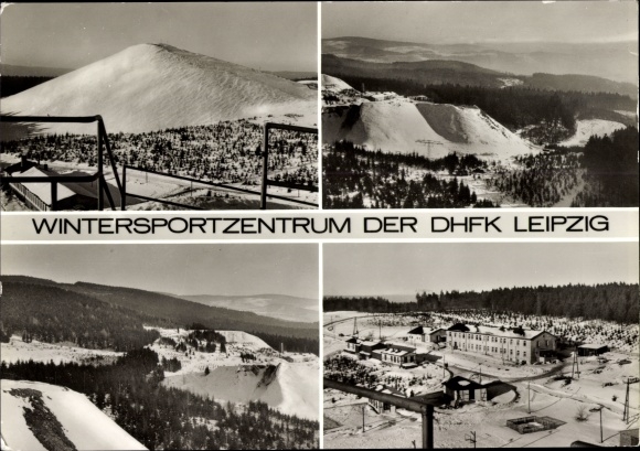 Postcard snail stone Tannenbergsthal in the Vogtland, winter sports center of the DHFK Leipzig