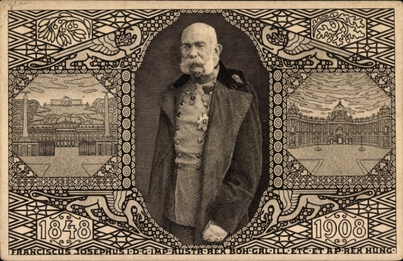 Ganzsachen Ak Kaiser Franz Joseph I., Portrait, Jubiläum 1908