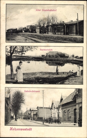 PC Hohenwestedt in Schleswig Holstein, old state railway station, steam locomotive, Barmerteich, Bahnhofstrasse