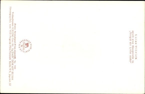 Postcard actress Luise Ullrich, don&#39;t forget love, portrait