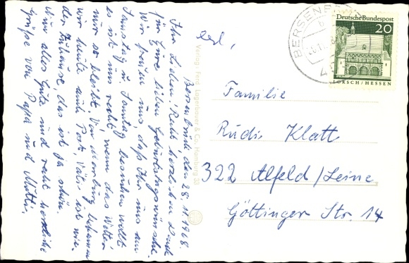 Postcard Bersenbrück in Lower Saxony, middle school