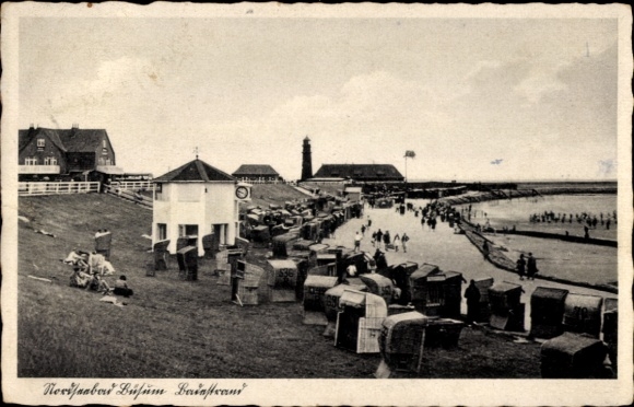 Ak Noordzeebadplaats Büsum, badstrand