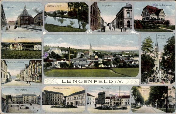 Ak Lengenfeld im Vogtland, Postamt, Markt, Treuensche Straße, Hauptstraße, Park Restaurant