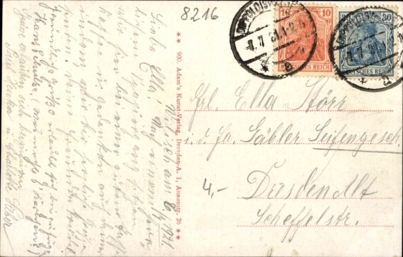 Postcard Kreischa Saxony, view of the Willischbaude, flag