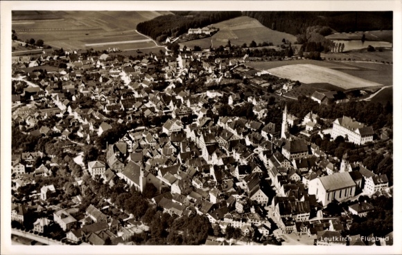 Postcard Leutkirch im Allgäu Württemberg, aerial view of architecture, rural surroundings