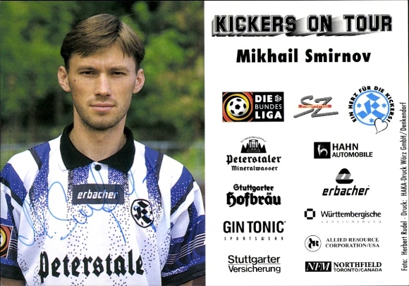 Autograph card footballer Mikhail Smirnov, SV Stuttgarter Kickers, autograph