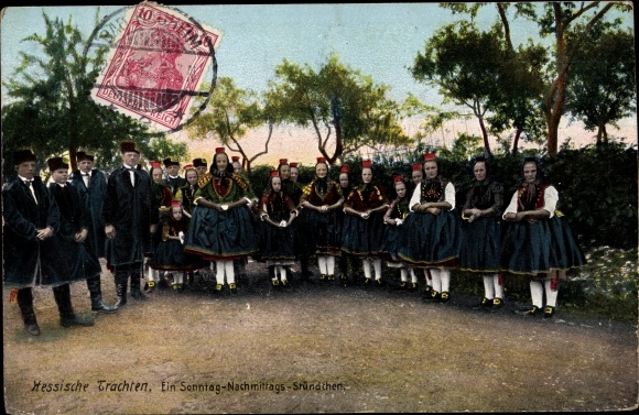 Postcard Hessian costume, a Sunday afternoon hour