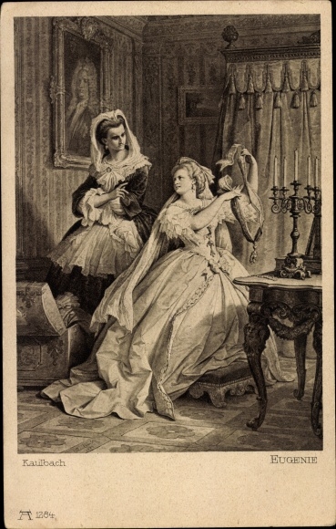 Artists Postcard Kaulbach, Friedrich August, Eugenie, two women