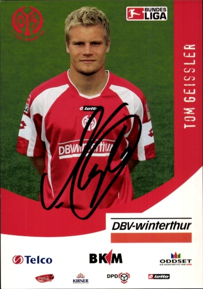 Autograph card footballer Tom Geissler, 1. FSV Mainz 05