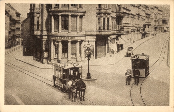 PC Halle Saale, 50 years of trams 1882-1932, preload point Leipziger Turm 1882, horse-drawn trams