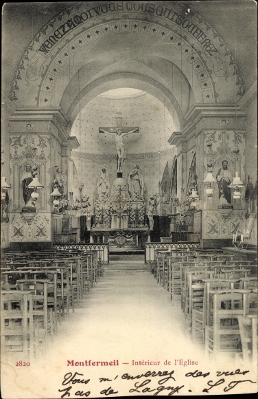 Ak Montfermeil Seine Saint Denis, Kirche, Innenansicht