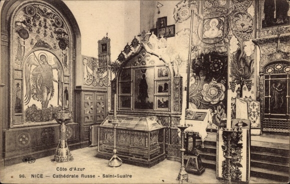 Postcard Nice Alpes Maritimes, Russian Cathedral, religious art, icons, interior view