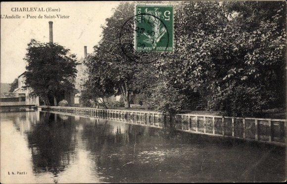 Postcard Charleval Eure, L&#39;Andelle, Park of Saint Victor