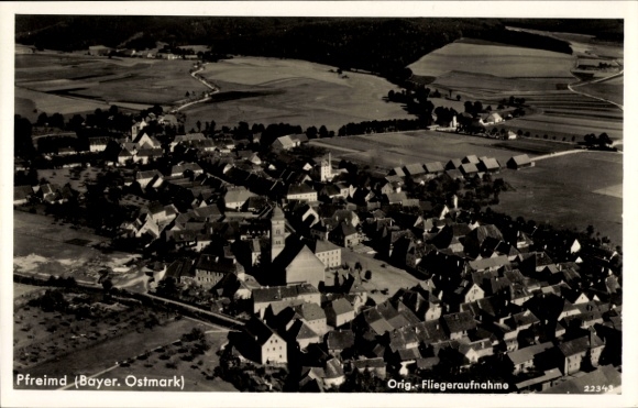 Postcard Pfreimd in the Upper Palatinate, aerial view of Bavarian Ostmark, up to the fields