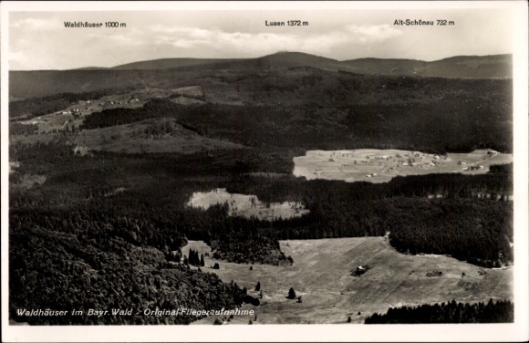 Ak Waldhäuser Neuschönau Neder-Beieren, Lusen, Alt Schönau, luchtfoto