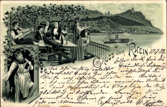 Chromo-Litho Greetings from the Rhine, Inn, Salon Steamer