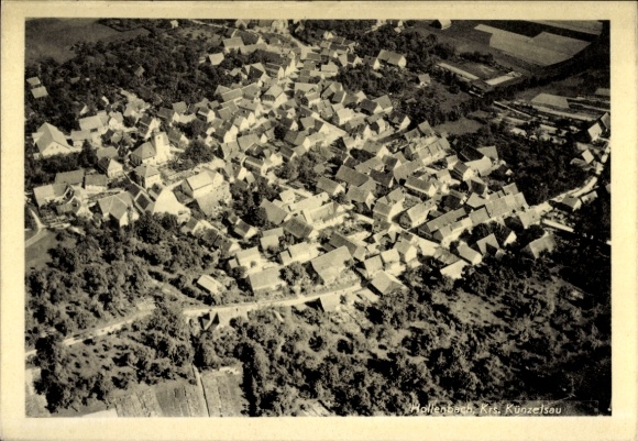 Postcard Hollenbach in Swabia Bavaria, aerial photograph