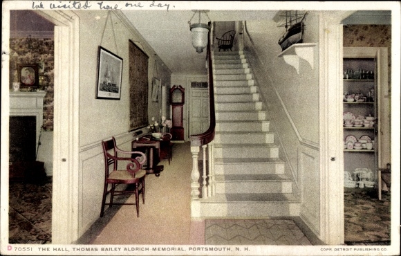 Ak Portsmouth Van Newhampshire de V.S., Thomas Bailey Aldrich Memorial, de Zaal