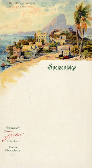 Künstler Menükarte Bohrdt, Hans, Igeha, Schokolade Hauswaldt, Rio de Janeiro