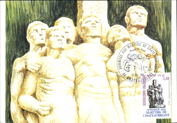 Maximum Postcard Chateaubriant Loire Atlantique, Homage to the Martyrs