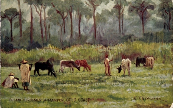 Künstler Ak Cheesman, E., Mampon Ghana, Goldküste, Hirten vom Volk der Fulani