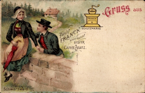Chromo-Litho advertising, Franck coffee additive, Black Forest costumes