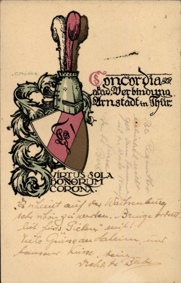 Studentika Ak Arnstadt in Thüringen, Akad. Verbindung Concordia, Wappen, RSC