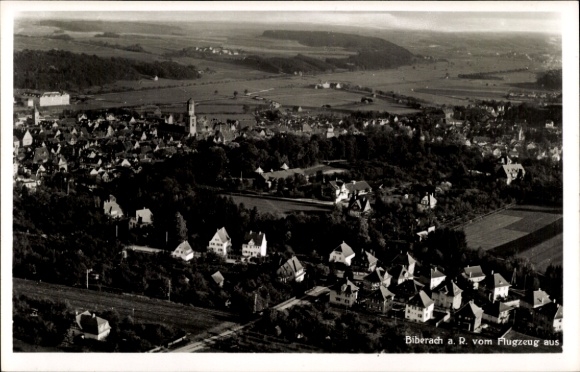 Postcard Biberach an der Riß in Upper Swabia, aerial photograph of the town