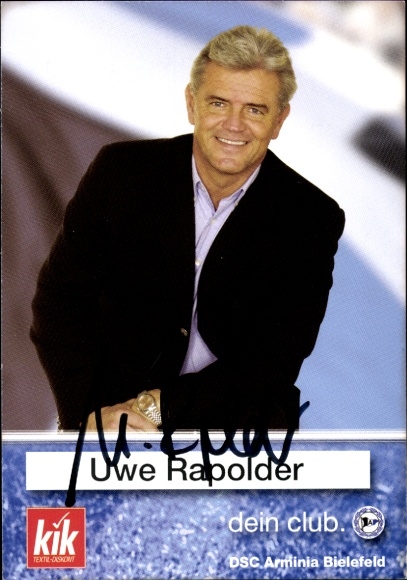 Autograph card coach Uwe Rapolder, DSC Arminia Bielefeld, autograph