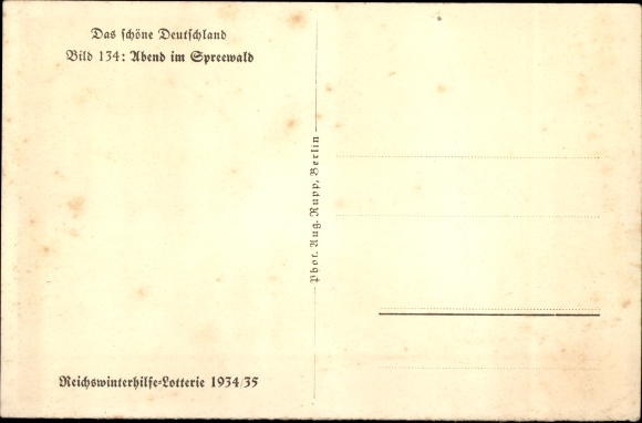 Postcard Evening in the Spreewald, WHW Das Schöne Deutschland, picture 134